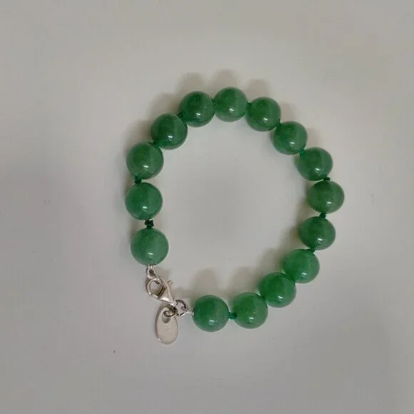 Handcrafted Bead Bracelet - Green Aventurine Semi-Precious & Sterling Silver - Picture 5 of 9